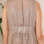 BEIGE LINEN SHIMER DRESS WITH CARDIGAN - Image 5