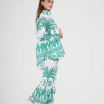 Green and white breathable pattern Linen - Image 2